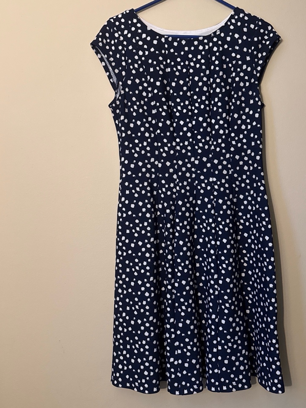 Elle Navy and White Polka Dot Fit & Flare Dress
